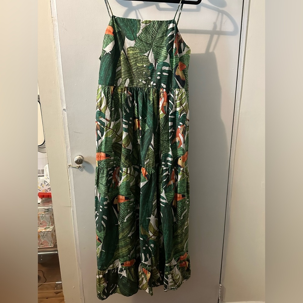 Farm Rio Paradise Forest Tiered Maxi Dress -large